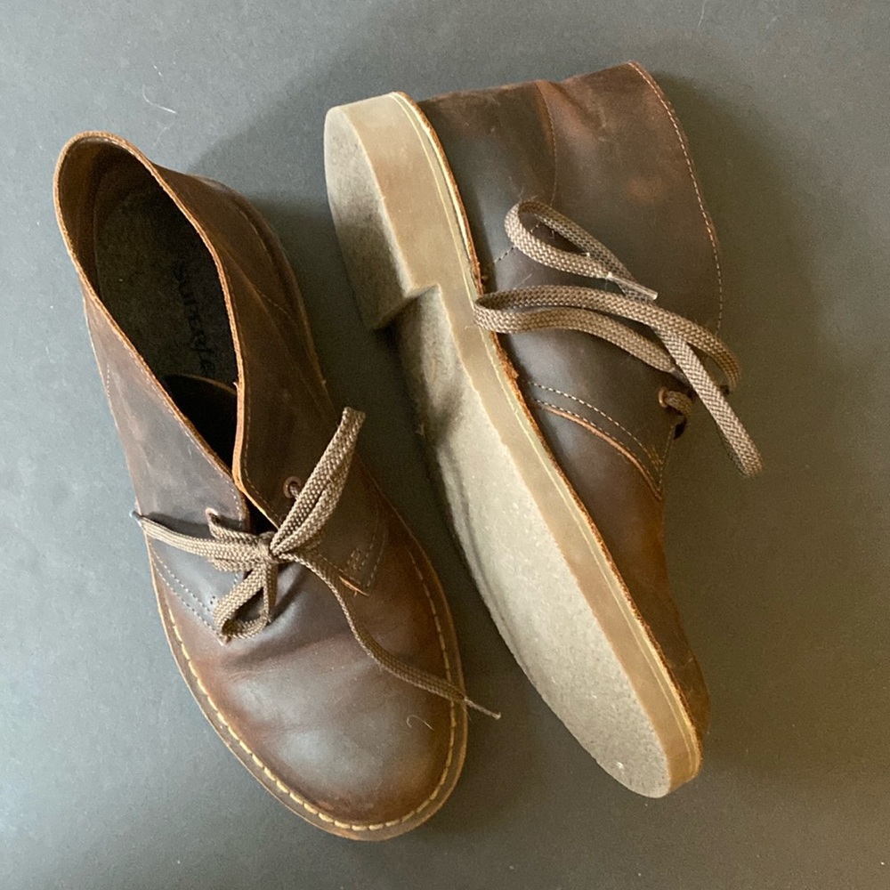 Clarks Desert Boot- Dark Brown, EU 39.5, W 9.5-10, M 8 w wool superfeet!
